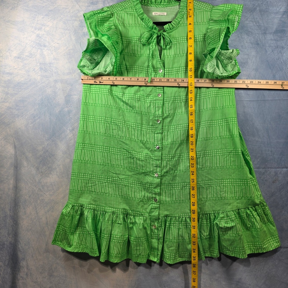 Green Ruffle-Trim Mini Dress - Picture 6 of 8